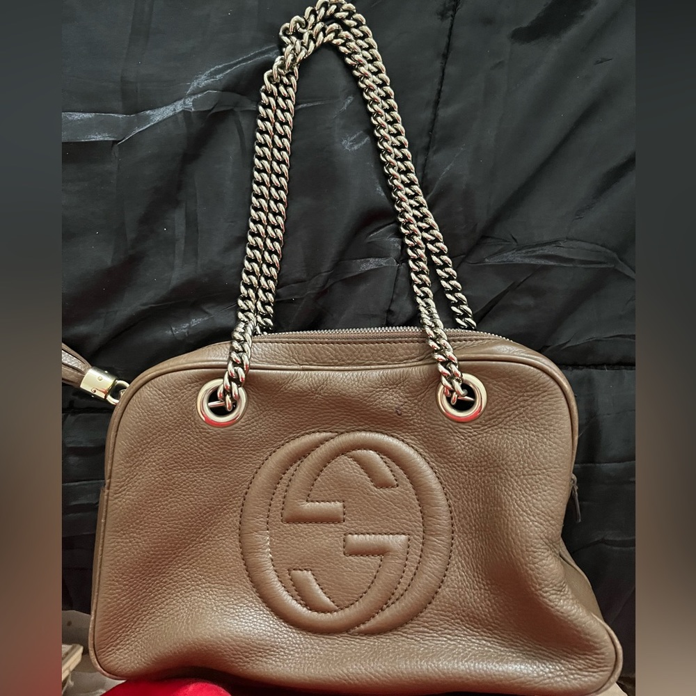 Preowned Tan/Beige Gucci Soho Chain Bag